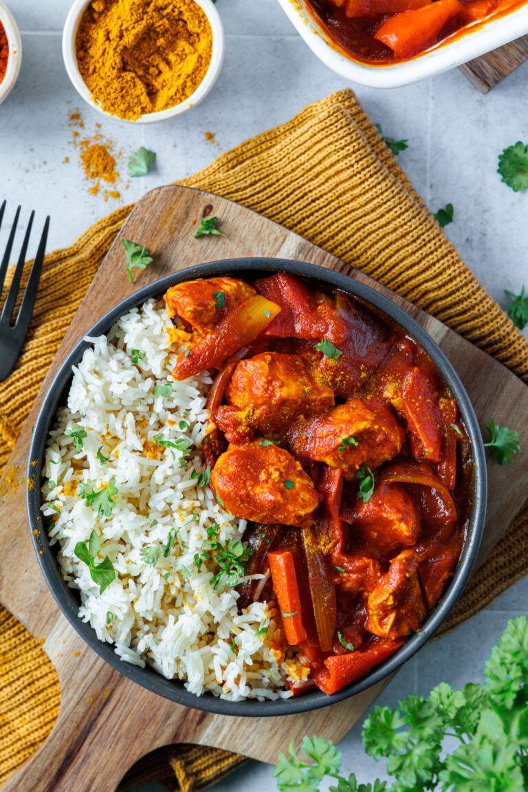 Ofenschaschlik mit Hähnchen und Curry